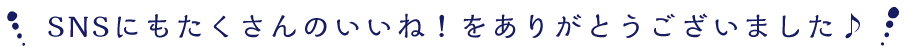 SNSにもたくさんのいいね！をありがとうございました♪